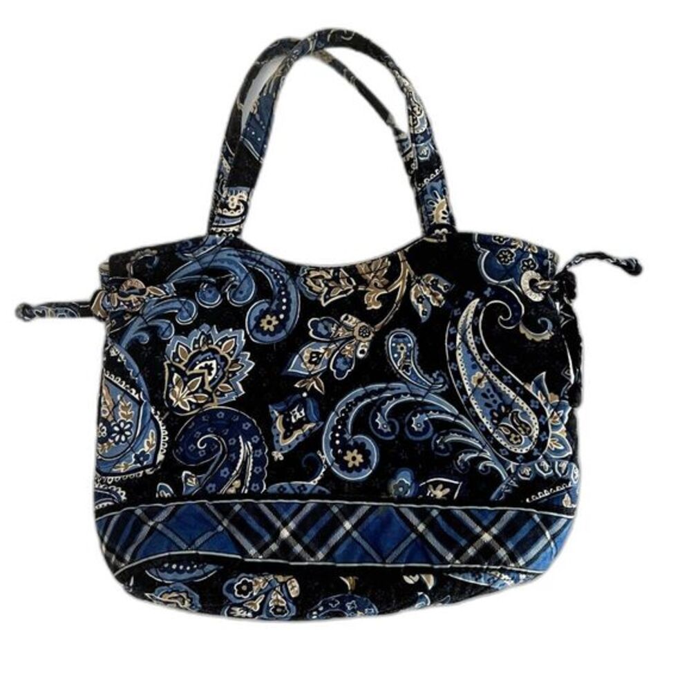 Vera Bradley Small‎ Handbag Windsor Navy Blue Floral and Plaid